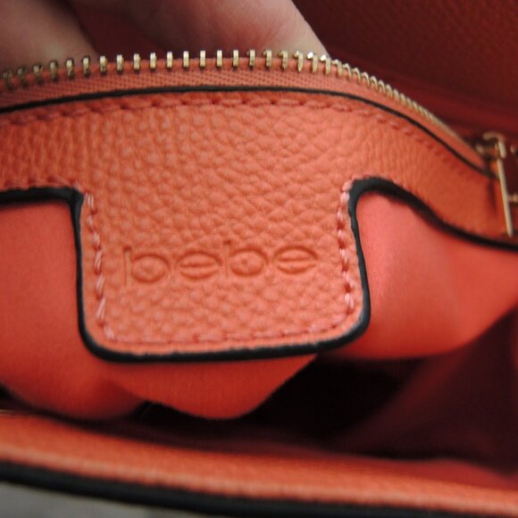 bebe Orange Tote Bag with Short Handles & Crossbody Strap 13" x 13" x 4" New? - Picture 6 of 16